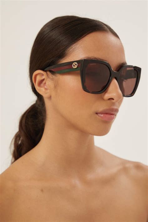 gucci square havana plastic sunglasses brown|Gucci oversized square sunglasses.